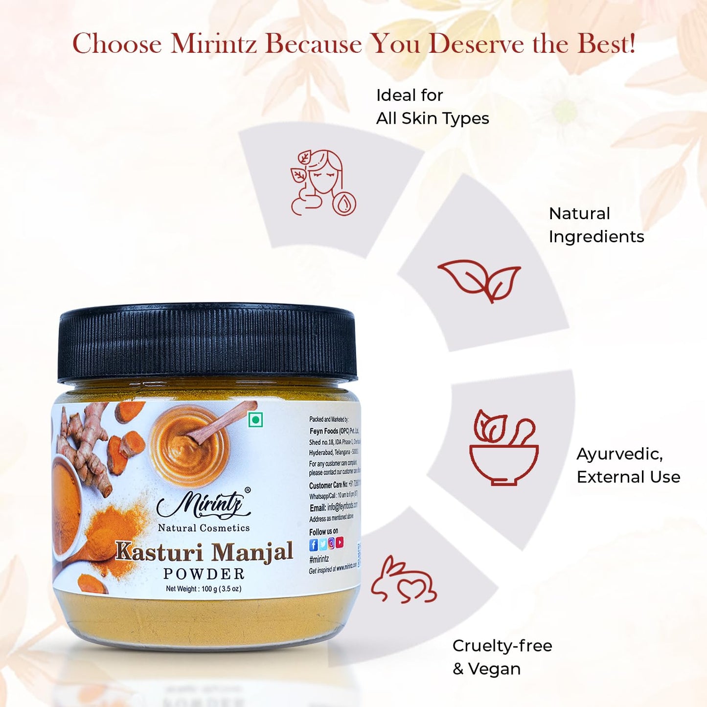 Mirintz Kasturi Manjal Powder