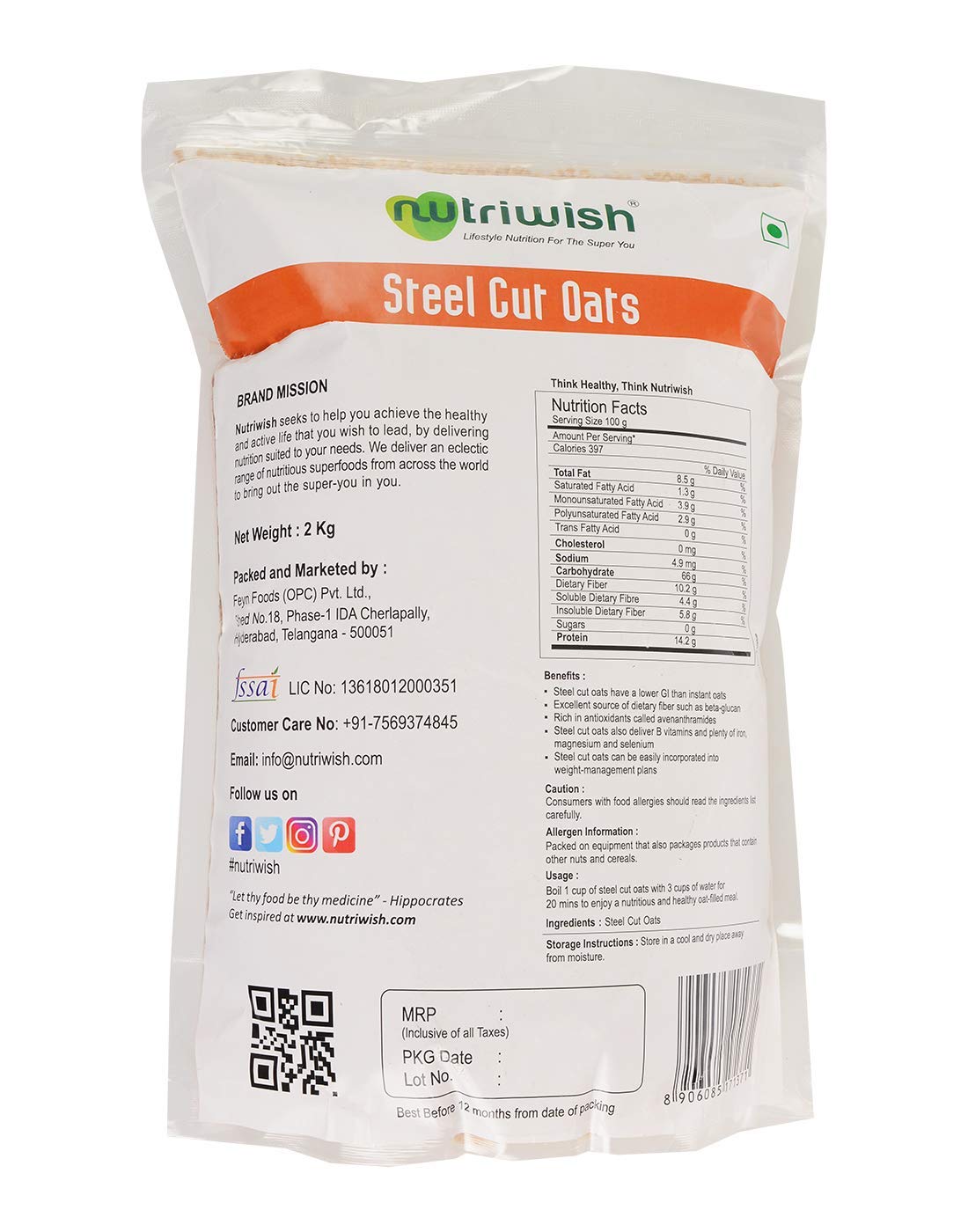 Nutriwish Steel Cut Oats