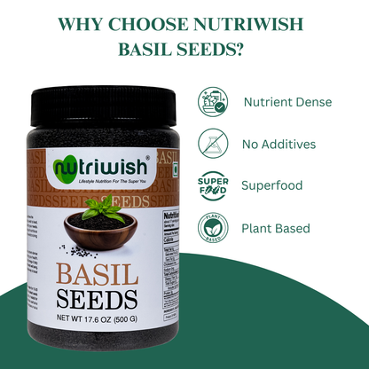 Nutriwish Basil Seeds | Sabja & Tukmaria Seeds | Premium Culinary Ingredient