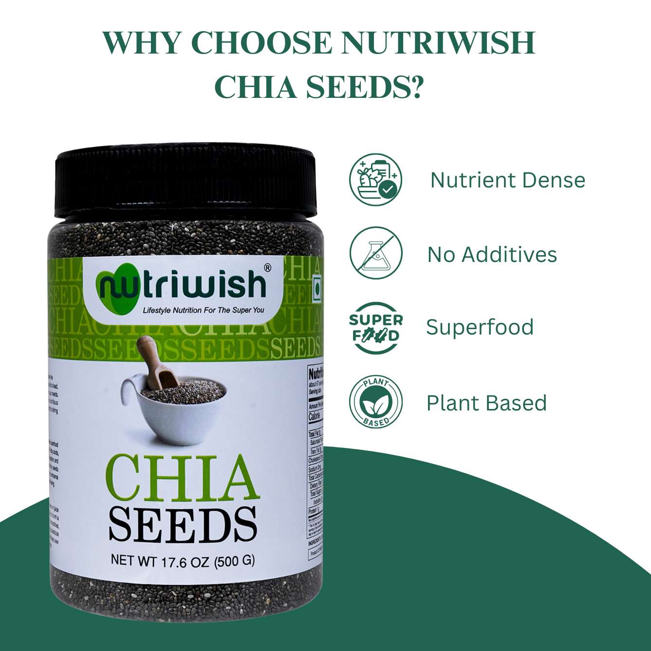 Nutriwish Chia Seeds | Premium Culinary Seeds | Vegan & Gluten-Free