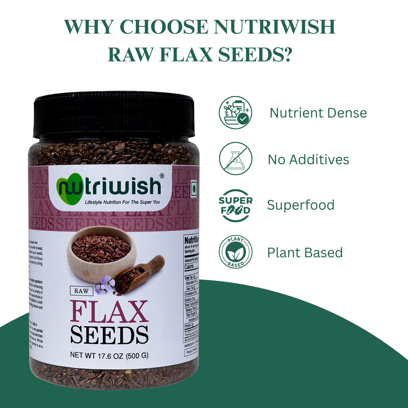 Nutriwish Raw Flax Seeds | Premium Whole Linseed | Natural Culinary Ingredient