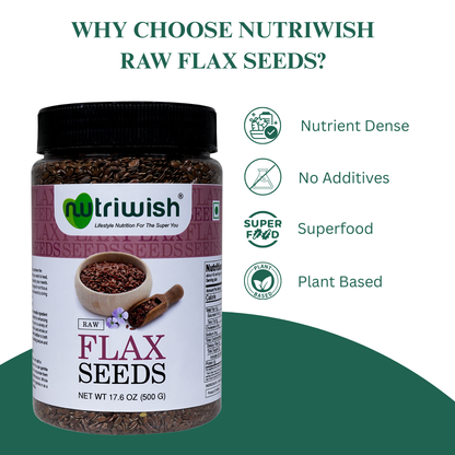 Nutriwish Raw Flax Seeds | Premium Whole Linseed | Natural Culinary Ingredient