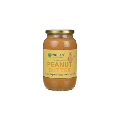 Jar of Nutriwish peanut butter on a white background